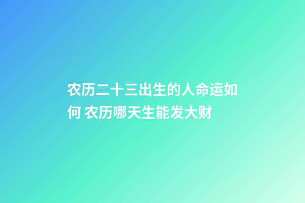 农历二十三出生的人命运如何 农历哪天生能发大财-第1张-观点-玄机派